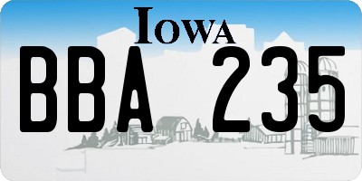 IA license plate BBA235