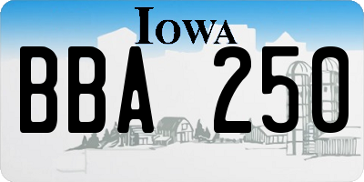 IA license plate BBA250