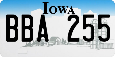 IA license plate BBA255