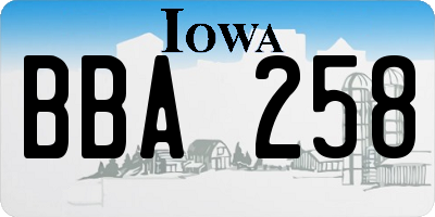 IA license plate BBA258