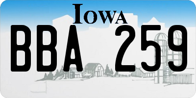 IA license plate BBA259