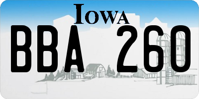 IA license plate BBA260