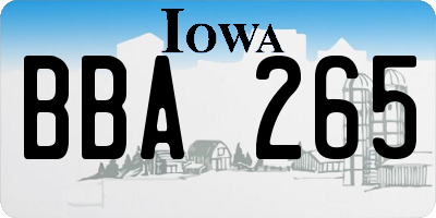 IA license plate BBA265
