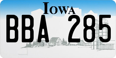 IA license plate BBA285