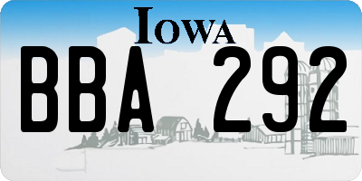 IA license plate BBA292