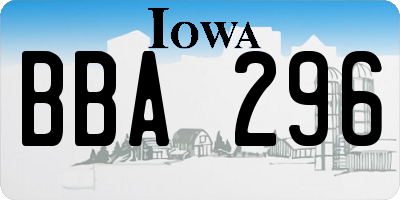 IA license plate BBA296