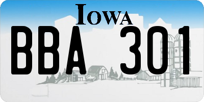 IA license plate BBA301