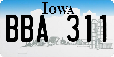 IA license plate BBA311