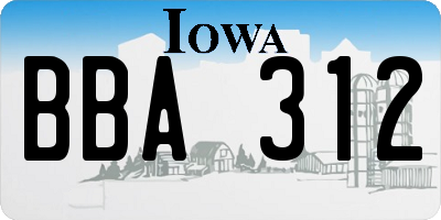 IA license plate BBA312
