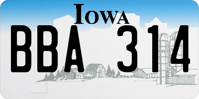 IA license plate BBA314