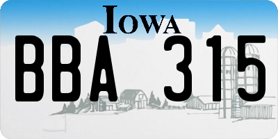 IA license plate BBA315