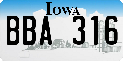 IA license plate BBA316
