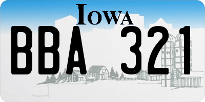 IA license plate BBA321