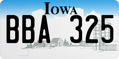 IA license plate BBA325