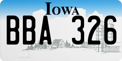IA license plate BBA326