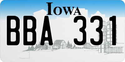 IA license plate BBA331