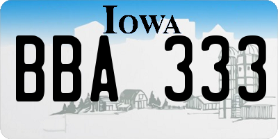 IA license plate BBA333