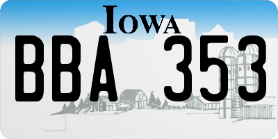 IA license plate BBA353