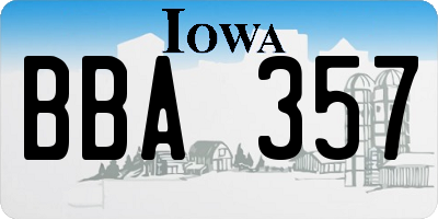 IA license plate BBA357