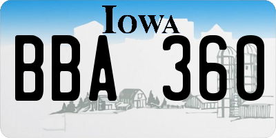 IA license plate BBA360