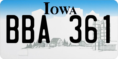IA license plate BBA361