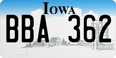 IA license plate BBA362