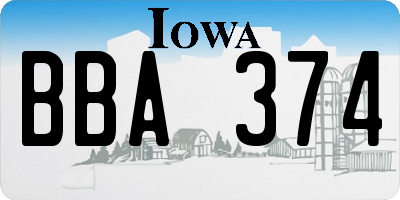IA license plate BBA374