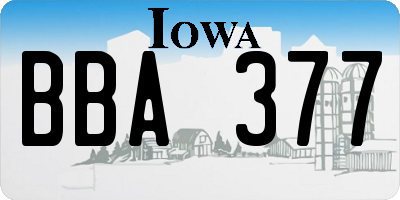 IA license plate BBA377