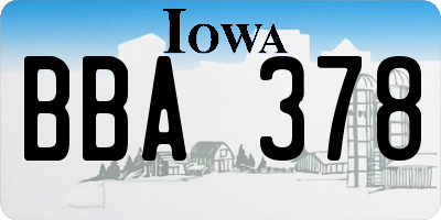 IA license plate BBA378