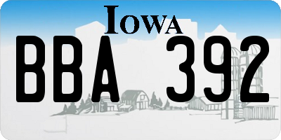 IA license plate BBA392
