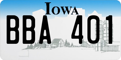 IA license plate BBA401