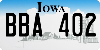 IA license plate BBA402