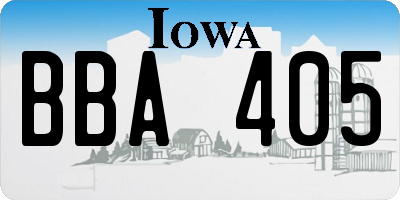 IA license plate BBA405