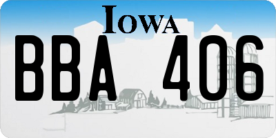 IA license plate BBA406