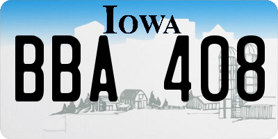 IA license plate BBA408