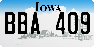 IA license plate BBA409