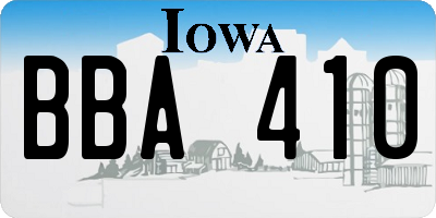 IA license plate BBA410
