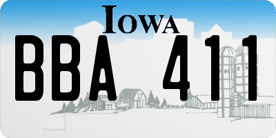 IA license plate BBA411