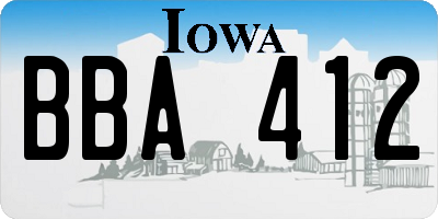 IA license plate BBA412