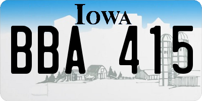 IA license plate BBA415