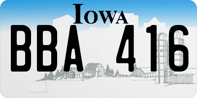 IA license plate BBA416