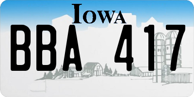 IA license plate BBA417