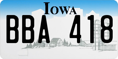 IA license plate BBA418