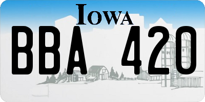 IA license plate BBA420