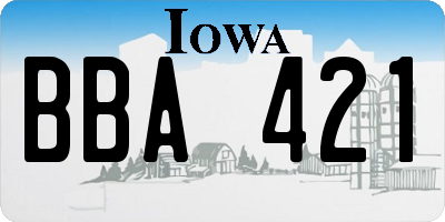 IA license plate BBA421