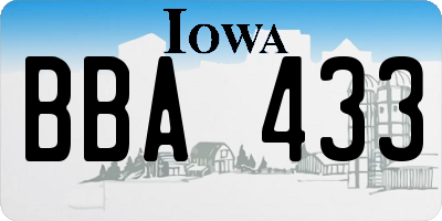 IA license plate BBA433
