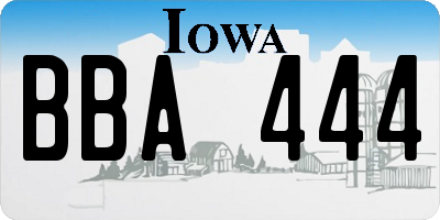 IA license plate BBA444