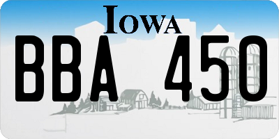 IA license plate BBA450