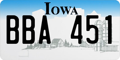IA license plate BBA451