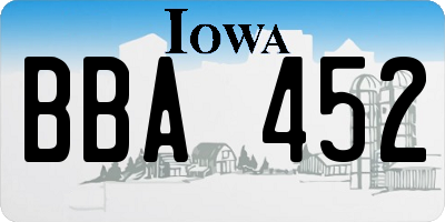 IA license plate BBA452